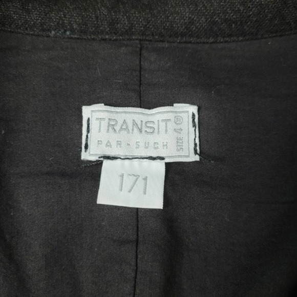 Transit Par Such Wool Blend Full Zip Jacket Sz 4 or L? Black Gray Casual Artsy - Picture 3 of 7
